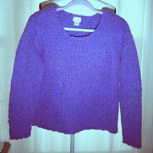 ALPS Long Sleeve Scoop Neck Purple Cropped Knit Sweater S